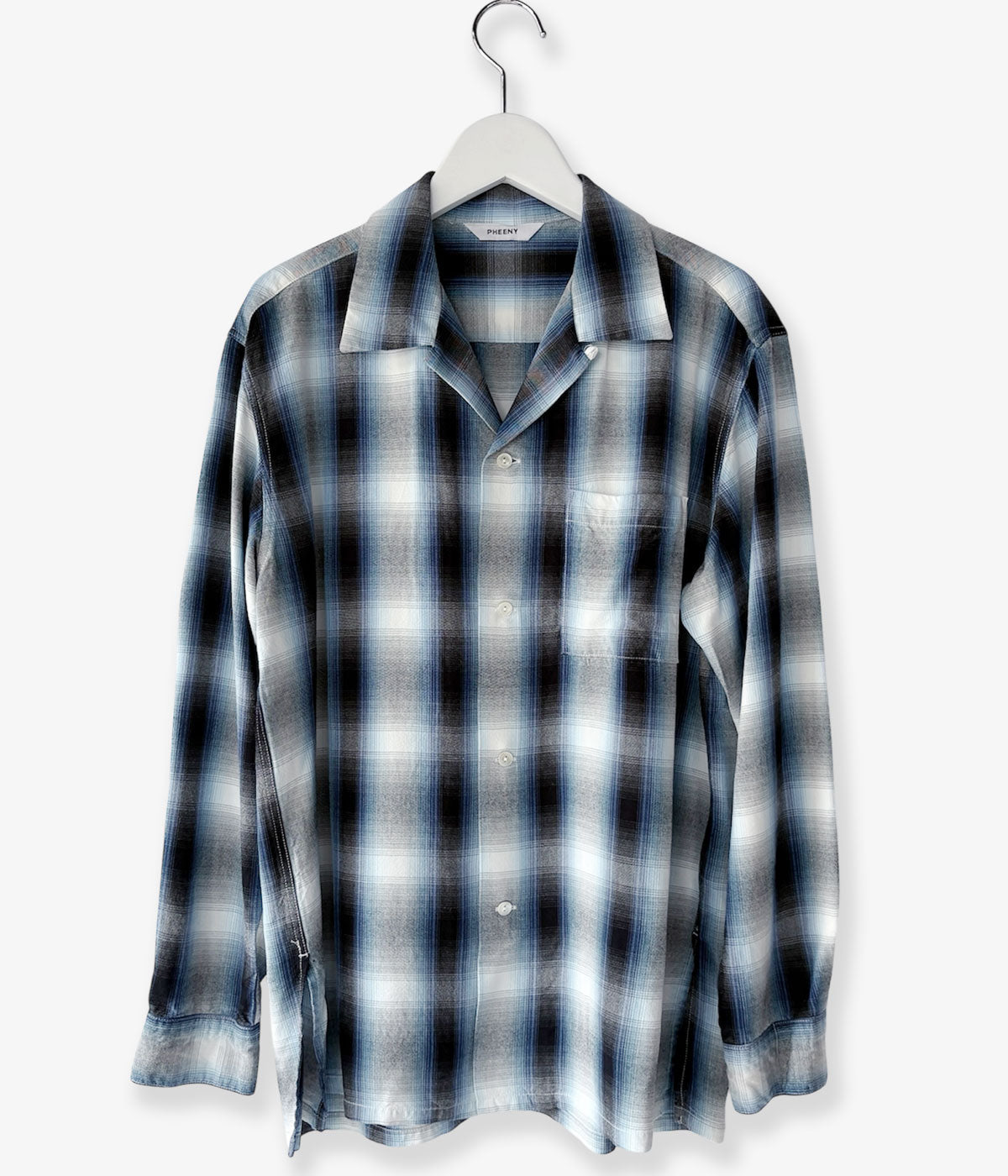 専用★pheeny チェックシャツ PHEENY/RAYON OMBRE CHECK L/S SHIRT(BLUE)