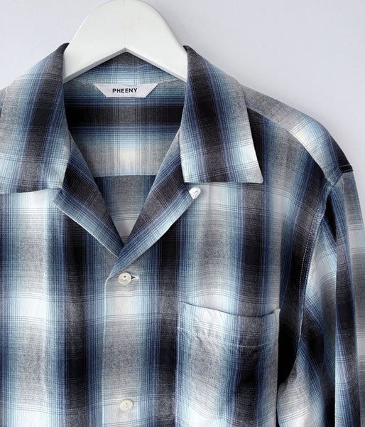PHEENY/RAYON OMBRE CHECK L/S SHIRT(BLUE)