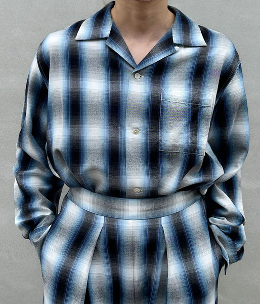 PHEENY/RAYON OMBRE CHECK L/S SHIRT(BLUE)