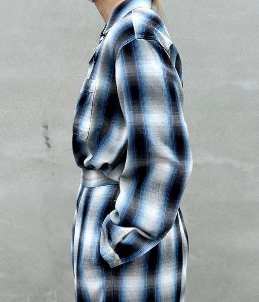 PHEENY/RAYON OMBRE CHECK L/S SHIRT(BLUE)