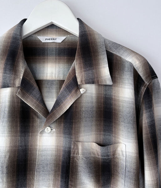 PHEENY/RAYON OMBRE CHECK L/S SHIRT(BROWN)