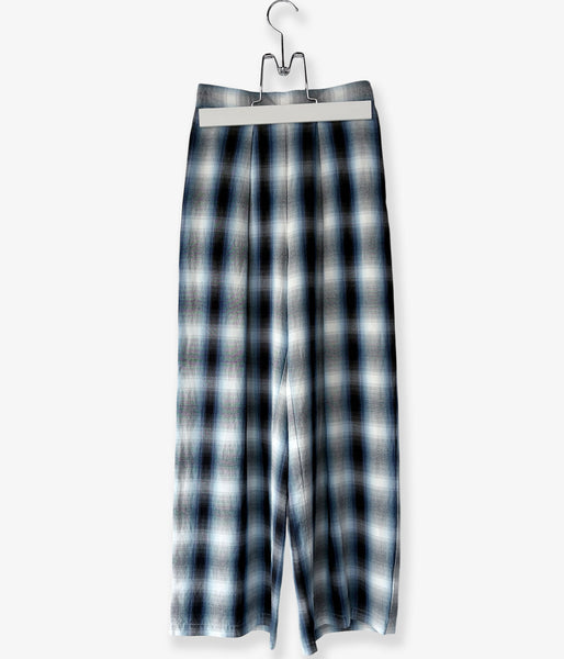 PHEENY/RAYON OMBRE CHECK GATHERED PANTS(BLUE)