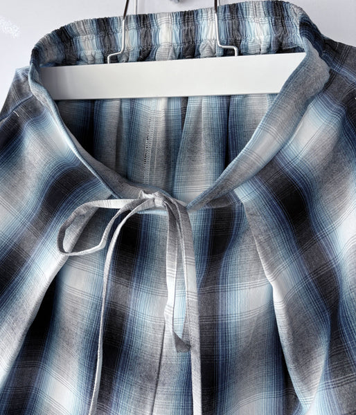 PHEENY/RAYON OMBRE CHECK GATHERED PANTS(BLUE)