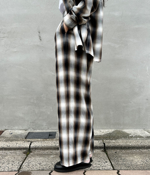 PHEENY/RAYON OMBRE CHECK GATHERED PANTS(BROWN)