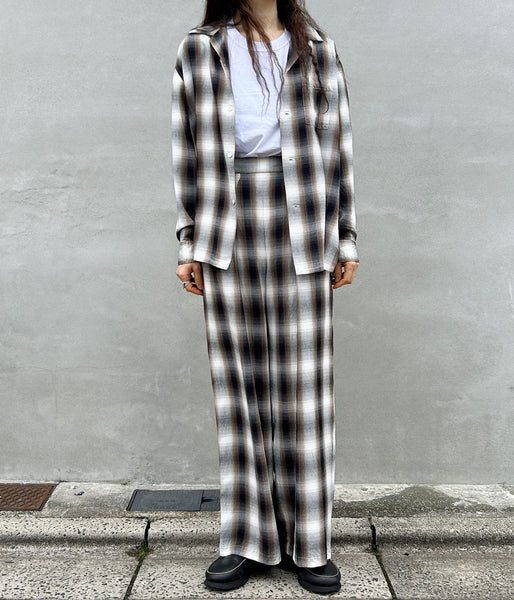 PHEENY/RAYON OMBRE CHECK L/S SHIRT(BROWN)