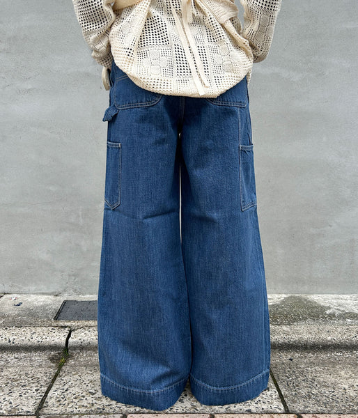PHEENY/NATURAL SLUB DENIM WIDE PAINTER PANTS(INDIGO)