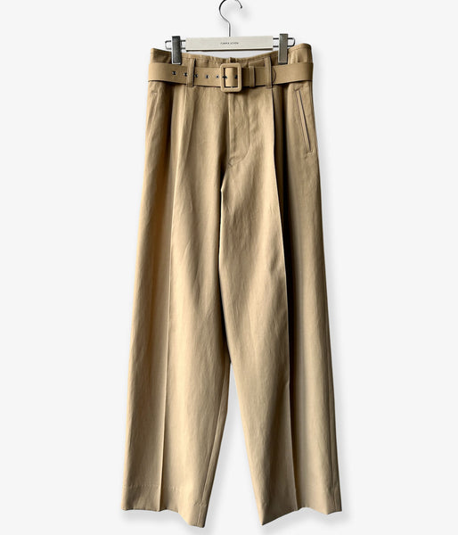 FUMIKA_UCHIDA/TWILL BELTED TROUSERS(KHAKIBEIGE)