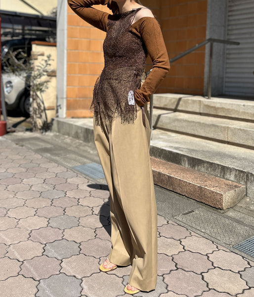 FUMIKA_UCHIDA/TWILL BELTED TROUSERS(KHAKIBEIGE)