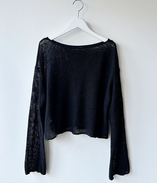 nowos/BOAT NECK TOP(BLACK)