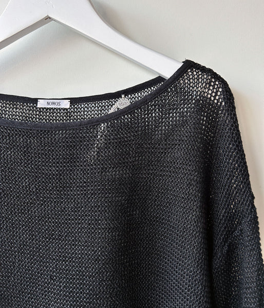 nowos/BOAT NECK TOP(BLACK)