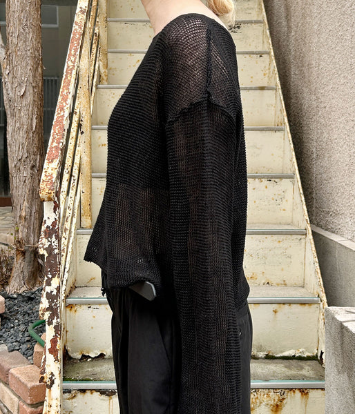 nowos/BOAT NECK TOP(BLACK)