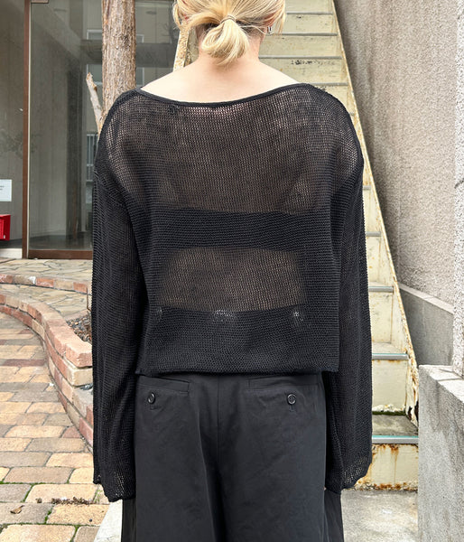 nowos/BOAT NECK TOP(BLACK)