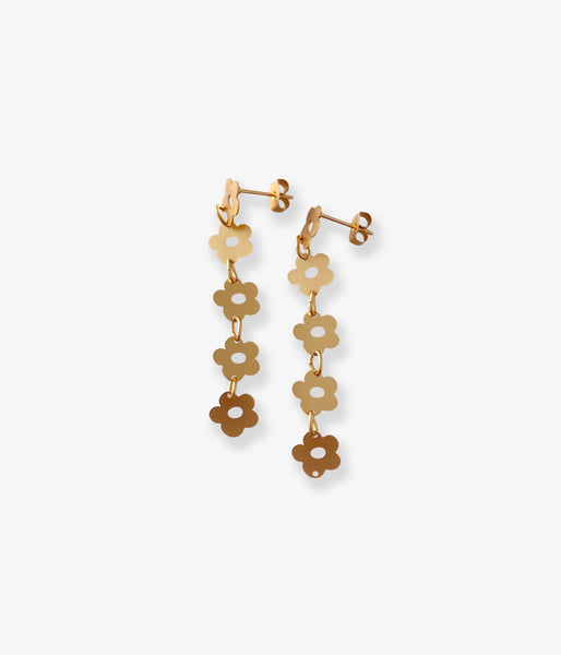 KEYHOLDER/FLOWER-ETCHED METAL EARRINGS 5P(GOLD)