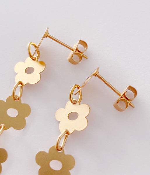KEYHOLDER/FLOWER-ETCHED METAL EARRINGS 5P(GOLD)