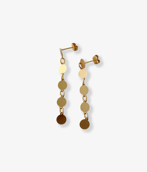 KEYHOLDER/CIRCLE-ETCHED METAL EARRINGS(GOLD)