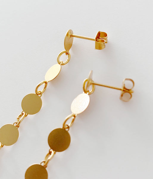 KEYHOLDER/CIRCLE-ETCHED METAL EARRINGS(GOLD)