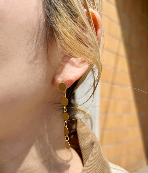 KEYHOLDER/CIRCLE-ETCHED METAL EARRINGS(GOLD)