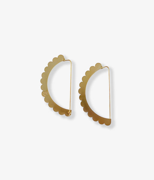 KEYHOLDER/SEMICIRCULAR-ETCHED METAL EARRINGS(GOLD)