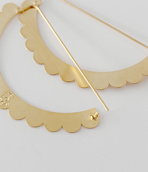 KEYHOLDER/SEMICIRCULAR-ETCHED METAL EARRINGS(GOLD)