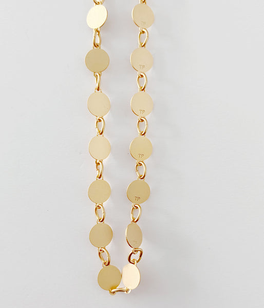 KEYHOLDER/CIRCLE-ETCHED METAL NECKLACE(GOLD)