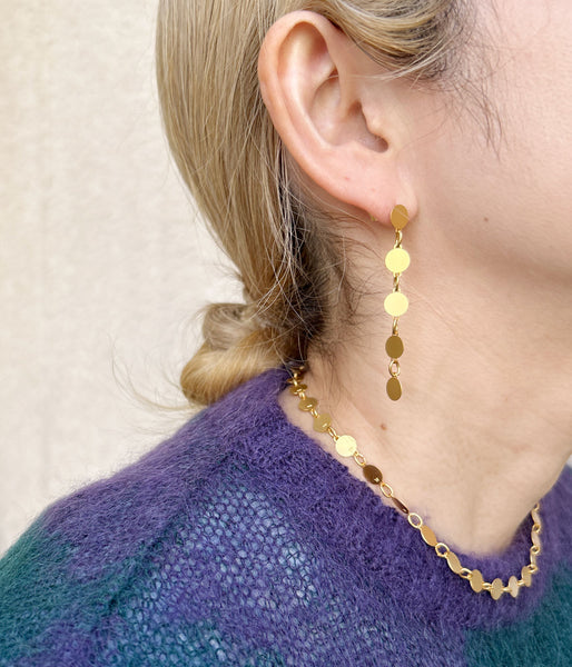 KEYHOLDER/CIRCLE-ETCHED METAL NECKLACE(GOLD)