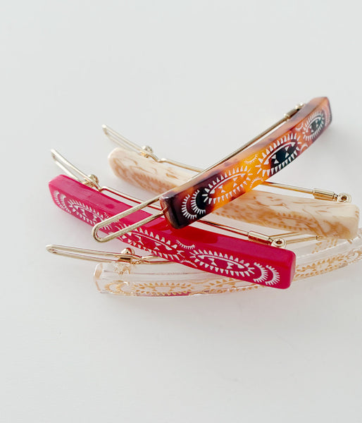 KEYHOLDER/PERSIAN RUG GEOMETRIC PATTERN HAIRPIN