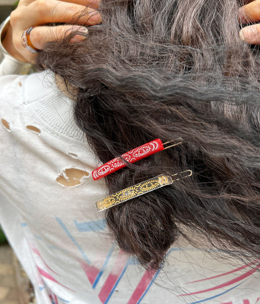KEYHOLDER/PERSIAN RUG GEOMETRIC PATTERN HAIRPIN