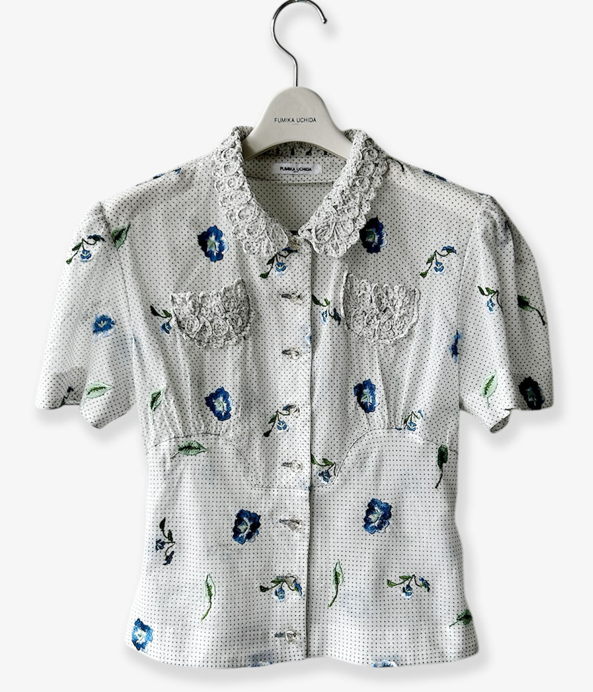 FUMIKA_UCHIDA/ALLOVER EMB.SHORT SLEEVE SHIRT(WHITE)