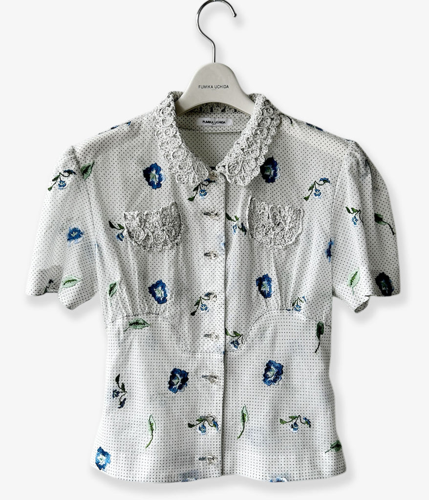 FUMIKA_UCHIDA/ALLOVER EMB.SHORT SLEEVE SHIRT(WHITE)