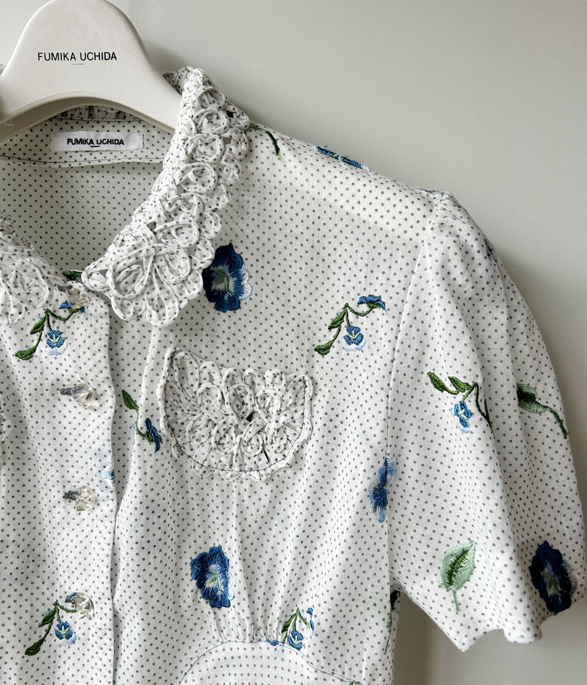 fumika uchida 刺繍ブラウス FUMIKA_UCHIDA/FLOWER PRINTED LAYERED BLOUSE(OFF WHITE)