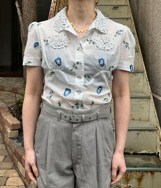 FUMIKA_UCHIDA/ALLOVER EMB.SHORT SLEEVE SHIRT(WHITE)