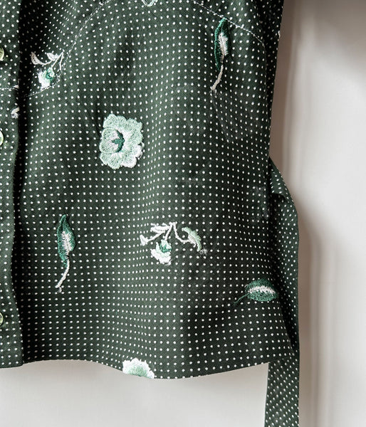 FUMIKA_UCHIDA/ALLOVER EMB.SHORT SLEEVE SHIRT(BOTTLE GREEN)