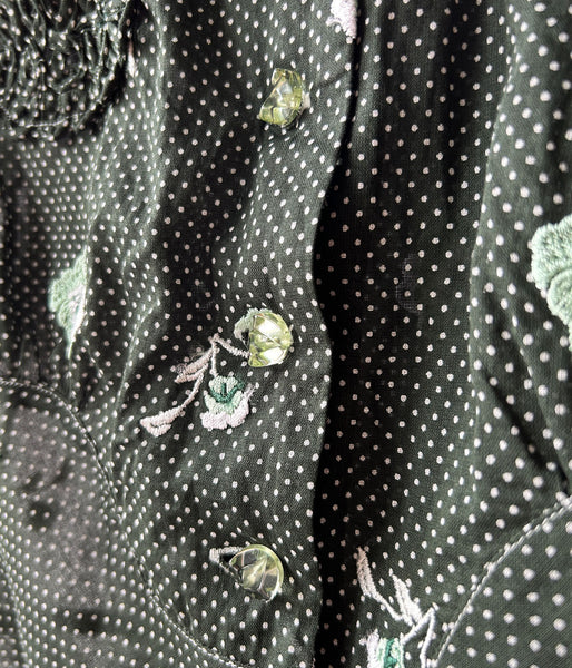 FUMIKA_UCHIDA/ALLOVER EMB.SHORT SLEEVE SHIRT(BOTTLE GREEN)