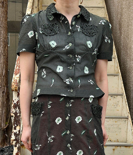 FUMIKA_UCHIDA/ALLOVER EMB.SHORT SLEEVE SHIRT(BOTTLE GREEN)