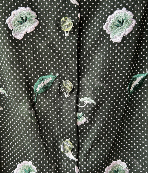 FUMIKA_UCHIDA/ALLOVER EMB.BUTTON DOWN MIDI SKIRT(BOTTLE GREEN)