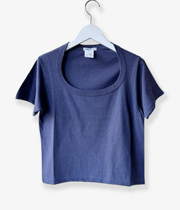 ★美品 FUMIKA UCHIDA ボーダー Uネック リブタントップ Navy FUMIKA_UCHIDA/TRAPEZOID NECK T-SHIRT(NAVY)