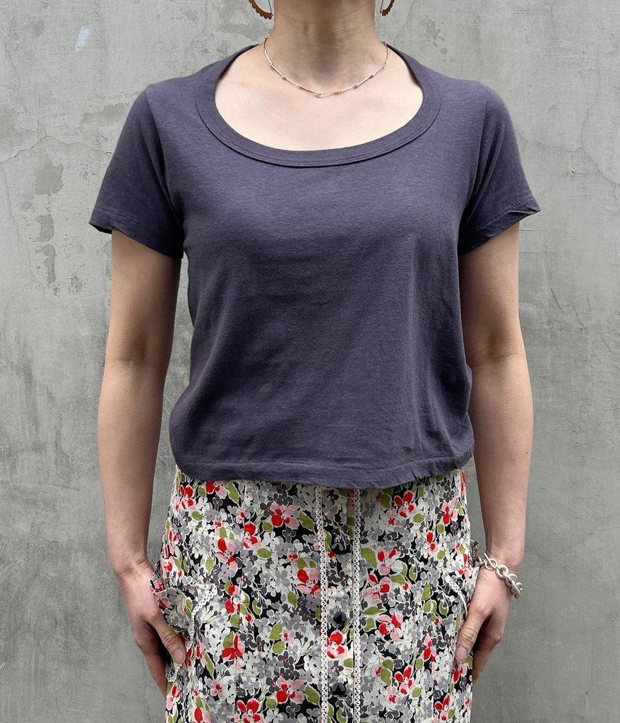 ★美品 FUMIKA UCHIDA ボーダー Uネック リブタントップ Navy FUMIKA UCHIDA： NYLON RIBBED NECK HOODED TOP - NAVY - ORANN ONLINE