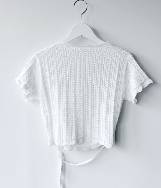 FUMIKA_UCHIDA/LACE KNIT CACHE-COEUR TOP(OFFWHITE)