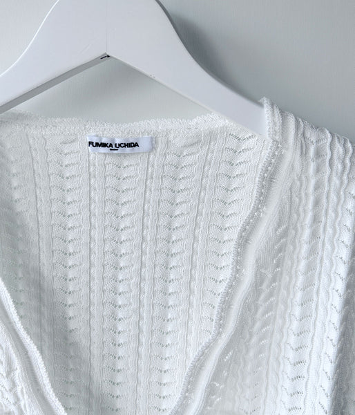 FUMIKA_UCHIDA/LACE KNIT CACHE-COEUR TOP(OFFWHITE)