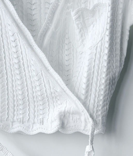 FUMIKA_UCHIDA/LACE KNIT CACHE-COEUR TOP(OFFWHITE)