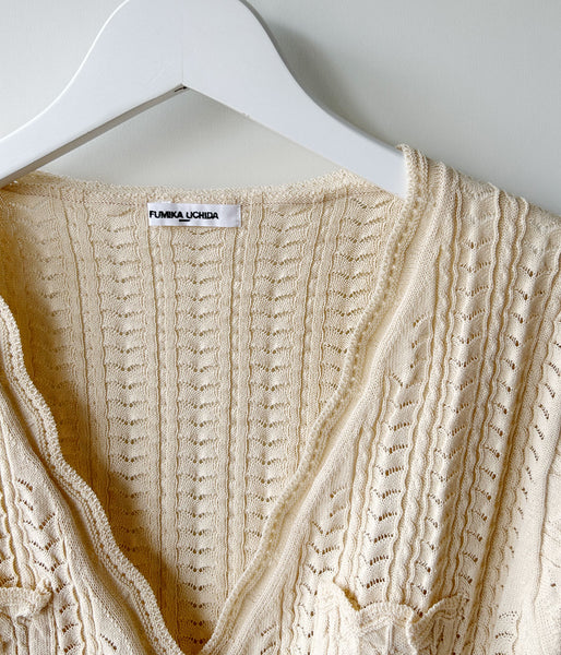 FUMIKA_UCHIDA/LACE KNIT CACHE-COEUR TOP(KINARI)