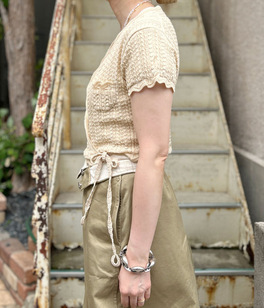 FUMIKA_UCHIDA/LACE KNIT CACHE-COEUR TOP(KINARI)