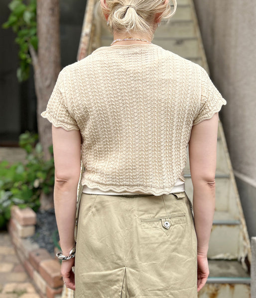 FUMIKA_UCHIDA/LACE KNIT CACHE-COEUR TOP(KINARI)