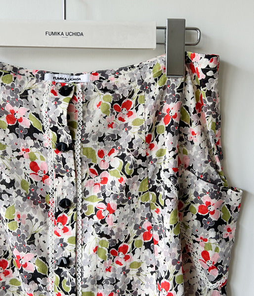 FUMIKA_UCHIDA/FLORAL VOILE BUTTON DOWN MIDI SKIRT(FLORAL)