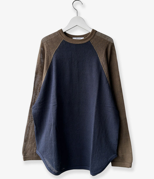PHEENY/BASKET MESH RAGLAN L/S TEE(NV×KH)