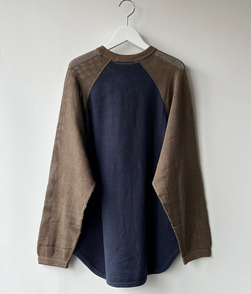 PHEENY/BASKET MESH RAGLAN L/S TEE(NV×KH)
