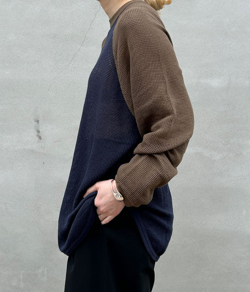 PHEENY/BASKET MESH RAGLAN L/S TEE(NV×KH)