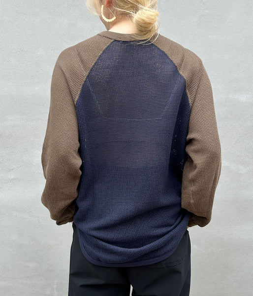 PHEENY/BASKET MESH RAGLAN L/S TEE(NV×KH)