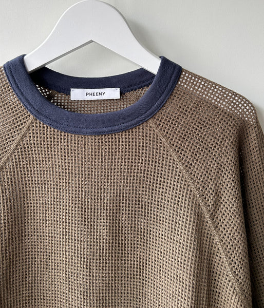 PHEENY/BASKET MESH RINGER TEE(KHAKI)