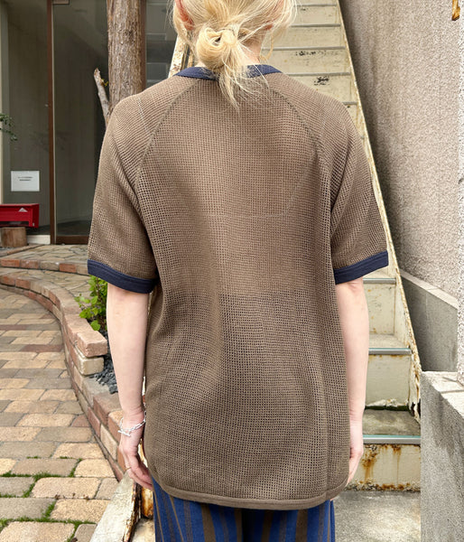 PHEENY/BASKET MESH RINGER TEE(KHAKI)
